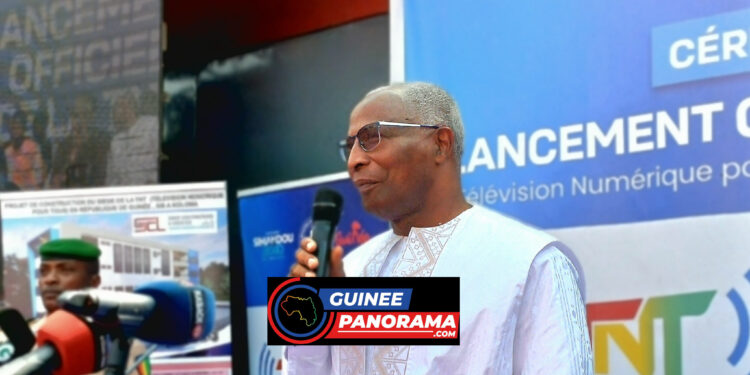 Amadou Oury BAH, Premier ministre du Gouvernement de transition/Vendredi, 20 décembre 2024/Pose de la première pierre de la TNT/RTG Koloma – Photo : Saa Joseph KADOUNO – Guineepanorama.com