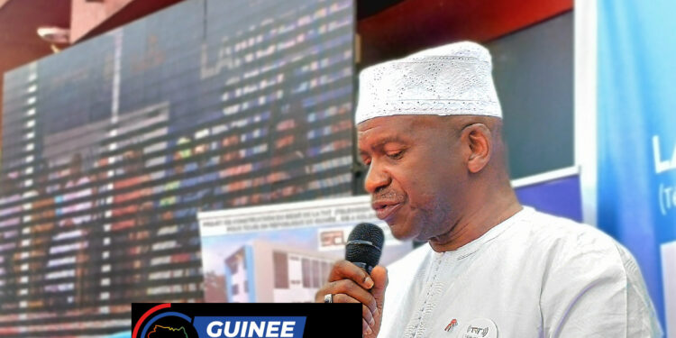 Nfa Ousmane Camara, coordinateur national du projet de la Télévision numérique terrestre (TNT)/Vendredi, 20 décembre 2024/Pose de la première pierre de la TNT/RTG Koloma – Photo : Saa Joseph KADOUNO – Guineepanorama.com