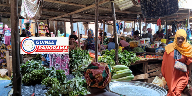 Des femmes vendant de la sauce feuille/Marché Sonfonia, mercredi 19 mars 2025 - Photo : Saa Joseph KADOUNO - Guineepanorama.com